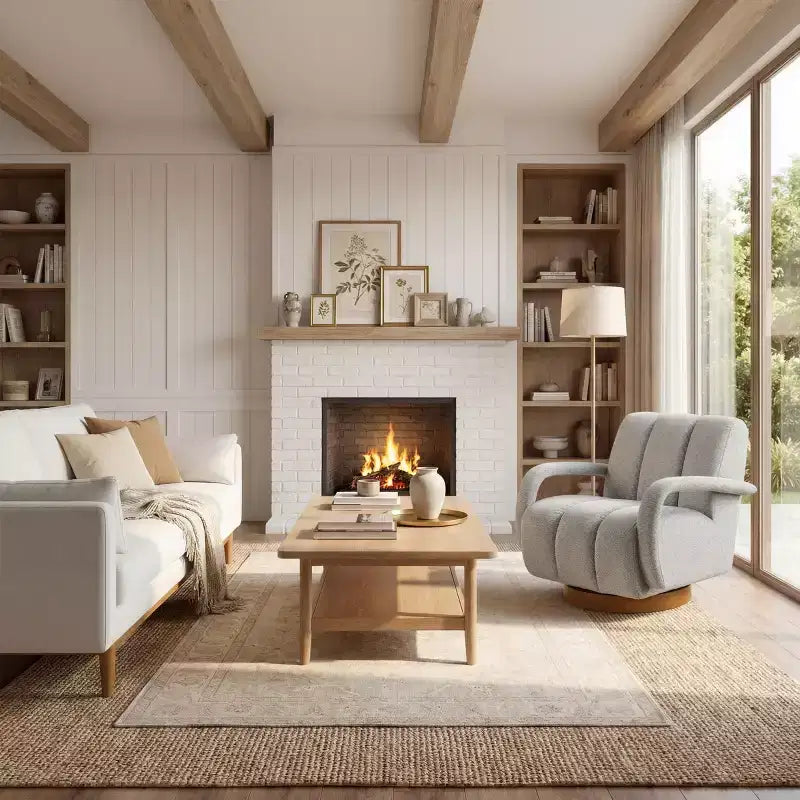 Fauteuil pivotant, fauteuil en tissu rembourré moderne, fauteuil simple avec base en bois massif