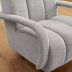 Fauteuil pivotant, fauteuil en tissu rembourré moderne, fauteuil simple avec base en bois massif