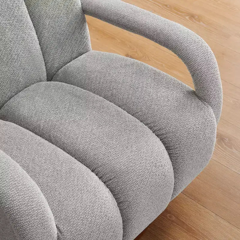 Fauteuil pivotant, fauteuil en tissu rembourré moderne, fauteuil simple avec base en bois massif