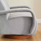Fauteuil pivotant, fauteuil en tissu rembourré moderne, fauteuil simple avec base en bois massif