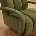 Fauteuil pivotant, fauteuil en tissu rembourré moderne, fauteuil simple avec base en bois massif