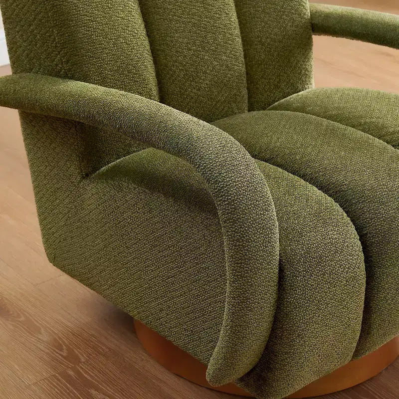 Fauteuil pivotant, fauteuil en tissu rembourré moderne, fauteuil simple avec base en bois massif