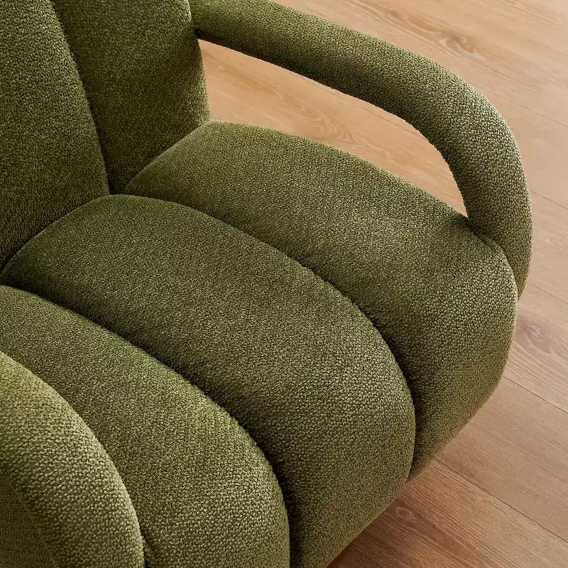 Fauteuil pivotant, fauteuil en tissu rembourré moderne, fauteuil simple avec base en bois massif