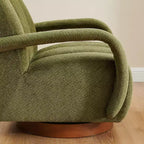 Fauteuil pivotant, fauteuil en tissu rembourré moderne, fauteuil simple avec base en bois massif