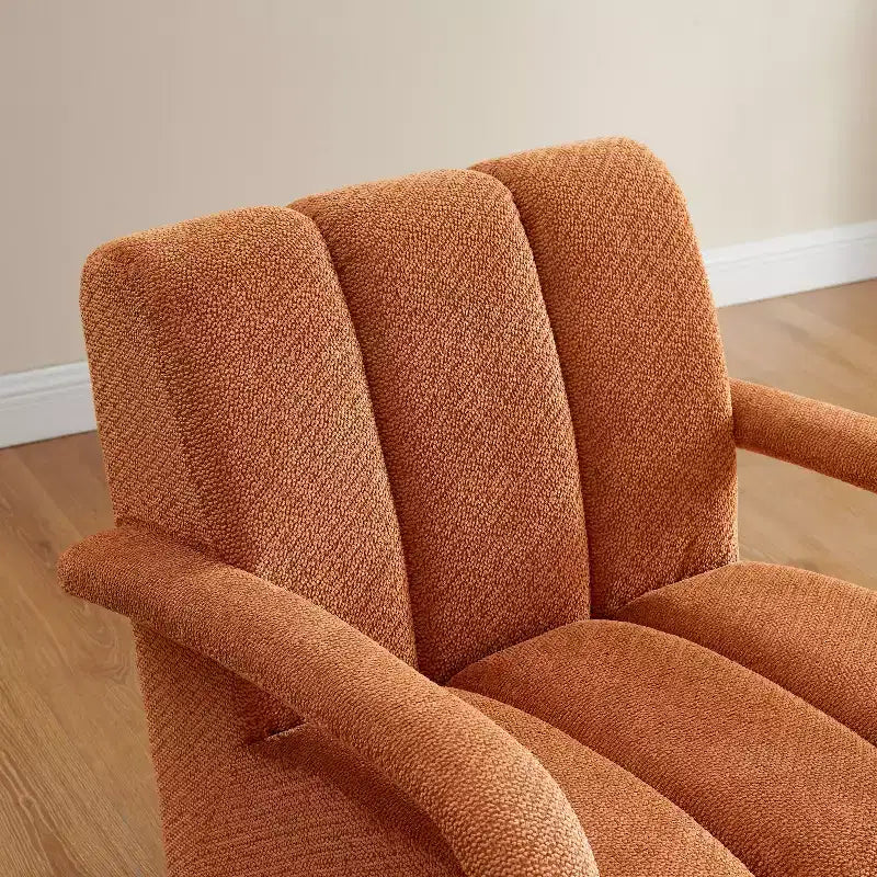 Fauteuil pivotant, fauteuil en tissu rembourré moderne, fauteuil simple avec base en bois massif