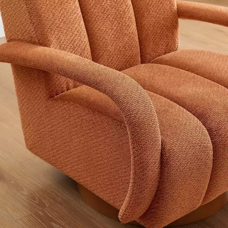 Fauteuil pivotant, fauteuil en tissu rembourré moderne, fauteuil simple avec base en bois massif