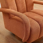 Fauteuil pivotant, fauteuil en tissu rembourré moderne, fauteuil simple avec base en bois massif