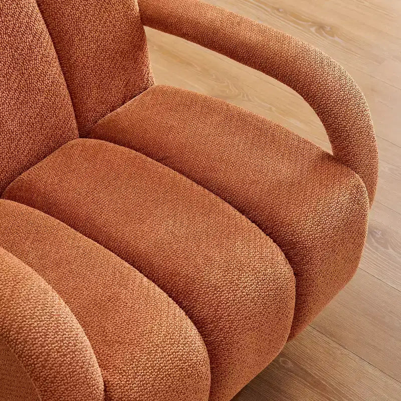 Fauteuil pivotant, fauteuil en tissu rembourré moderne, fauteuil simple avec base en bois massif
