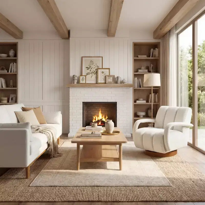 Fauteuil pivotant, fauteuil en tissu rembourré moderne, fauteuil simple avec base en bois massif