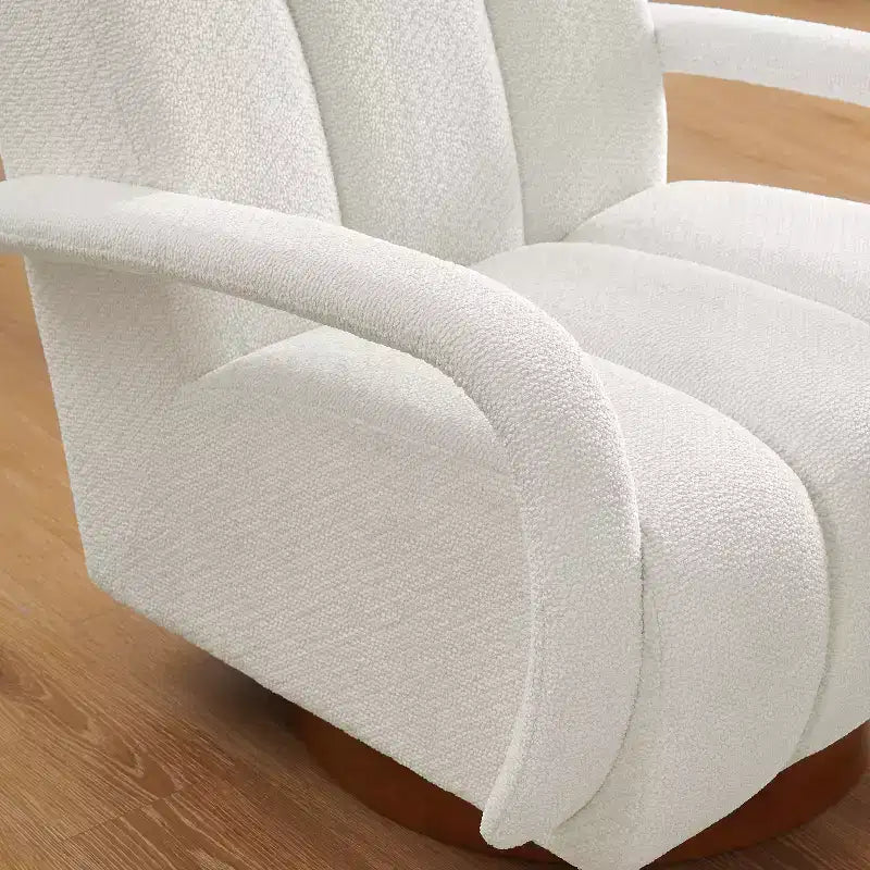 Fauteuil pivotant, fauteuil en tissu rembourré moderne, fauteuil simple avec base en bois massif