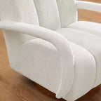 Fauteuil pivotant, fauteuil en tissu rembourré moderne, fauteuil simple avec base en bois massif