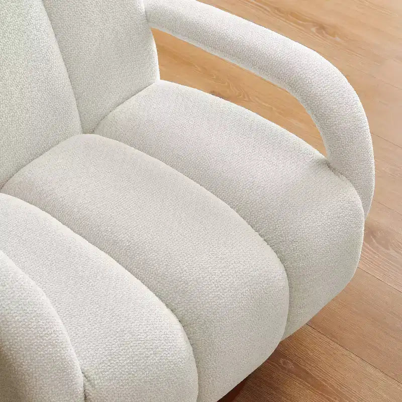 Fauteuil pivotant, fauteuil en tissu rembourré moderne, fauteuil simple avec base en bois massif