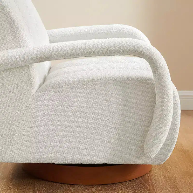 Fauteuil pivotant, fauteuil en tissu rembourré moderne, fauteuil simple avec base en bois massif