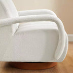 Fauteuil pivotant, fauteuil en tissu rembourré moderne, fauteuil simple avec base en bois massif