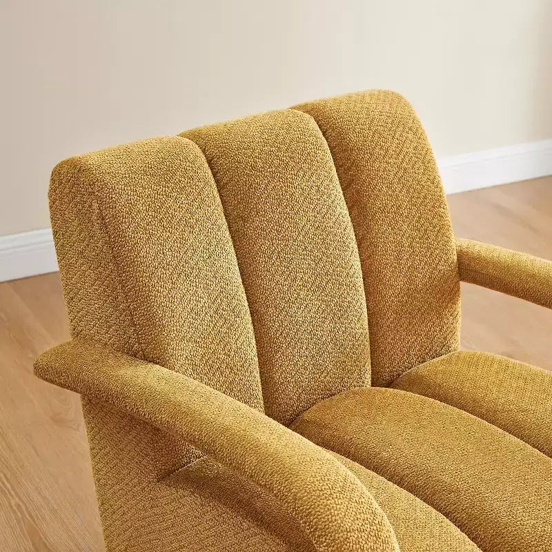Fauteuil pivotant, fauteuil en tissu rembourré moderne, fauteuil simple avec base en bois massif
