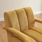 Fauteuil pivotant, fauteuil en tissu rembourré moderne, fauteuil simple avec base en bois massif
