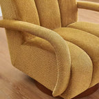 Fauteuil pivotant, fauteuil en tissu rembourré moderne, fauteuil simple avec base en bois massif