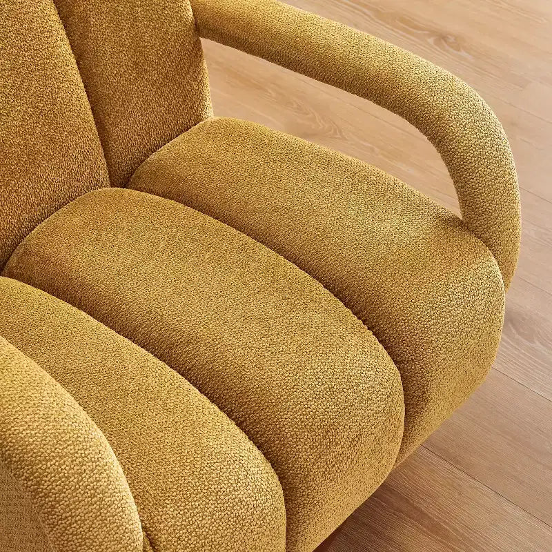 Fauteuil pivotant, fauteuil en tissu rembourré moderne, fauteuil simple avec base en bois massif