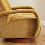 Fauteuil pivotant, fauteuil en tissu rembourré moderne, fauteuil simple avec base en bois massif