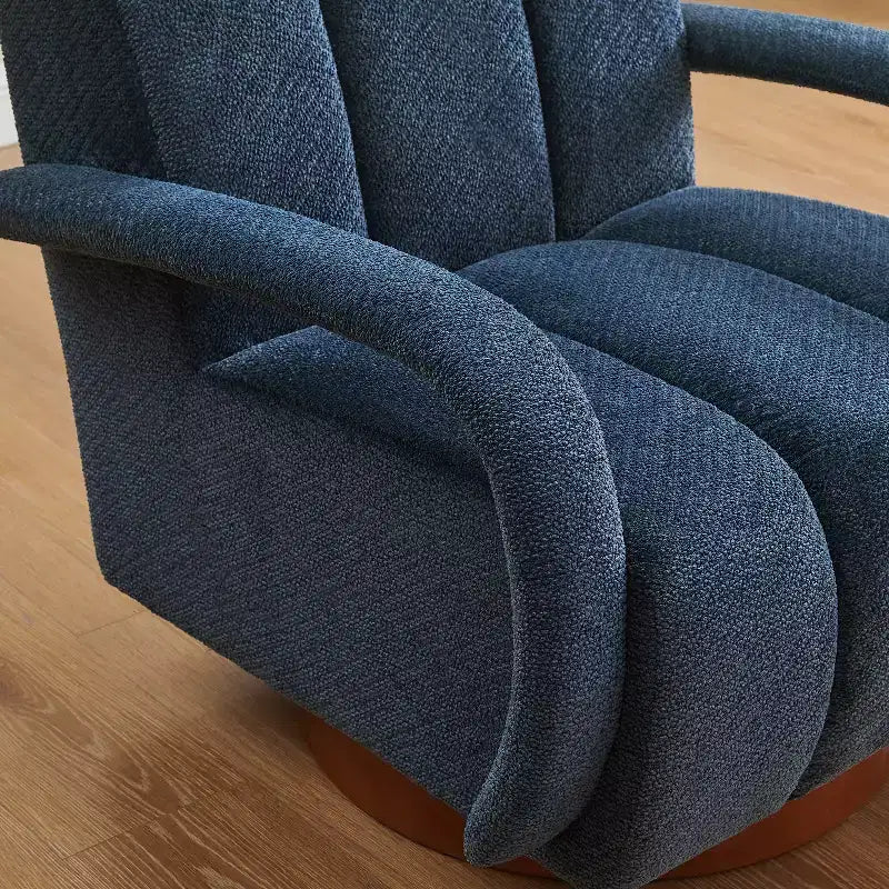 Fauteuil pivotant, fauteuil en tissu rembourré moderne, fauteuil simple avec base en bois massif