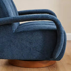 Fauteuil pivotant, fauteuil en tissu rembourré moderne, fauteuil simple avec base en bois massif