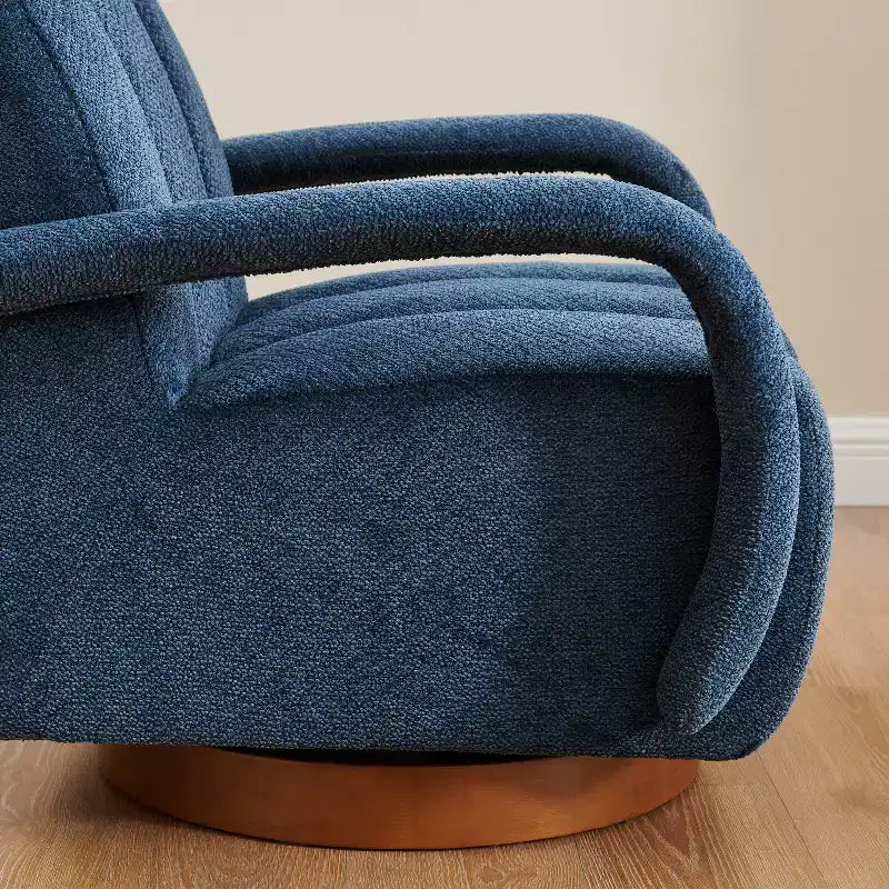 Fauteuil pivotant, fauteuil en tissu rembourré moderne, fauteuil simple avec base en bois massif