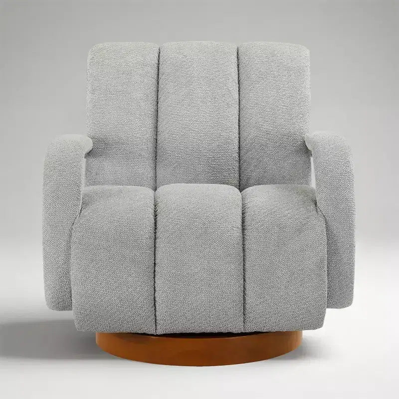 Fauteuil pivotant, fauteuil en tissu rembourré moderne, fauteuil simple avec base en bois massif