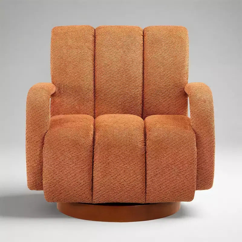 Fauteuil pivotant, fauteuil en tissu rembourré moderne, fauteuil simple avec base en bois massif
