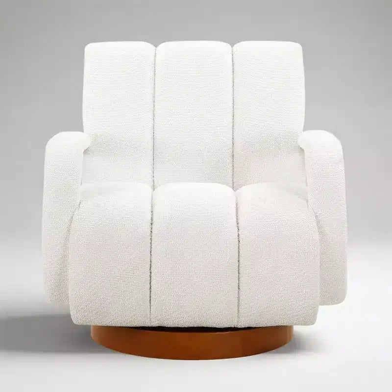 Fauteuil pivotant, fauteuil en tissu rembourré moderne, fauteuil simple avec base en bois massif