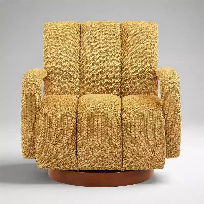 Fauteuil pivotant, fauteuil en tissu rembourré moderne, fauteuil simple avec base en bois massif