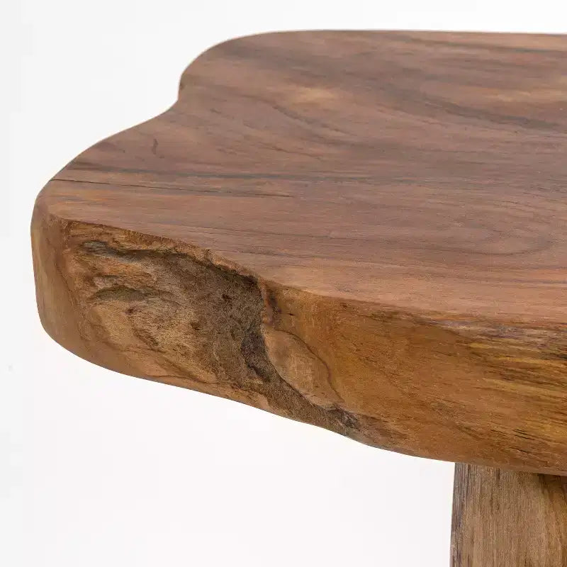 35.4 Banc d'entrée minimaliste rustique fait main en bois de teck massif à bord brut