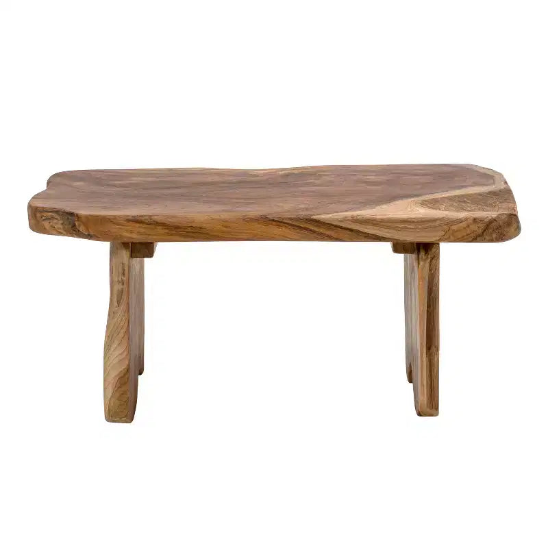 35.4 Banc d'entrée minimaliste rustique fait main en bois de teck massif à bord brut