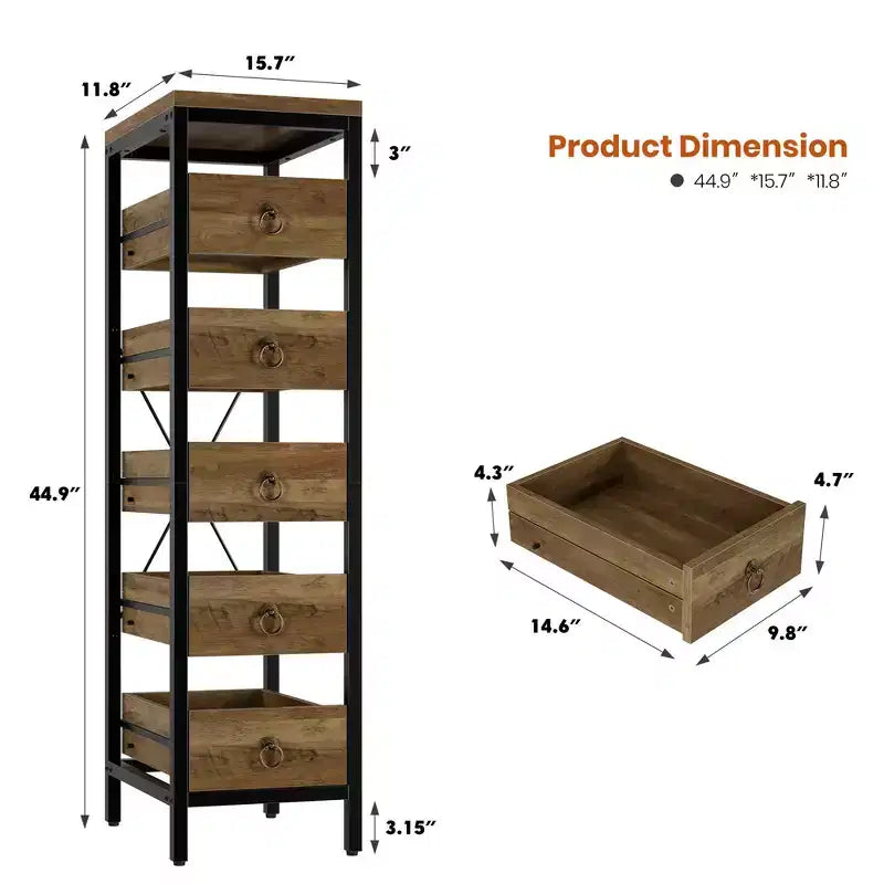 Étagère de rangement de cuisine 5 niveaux étroite avec paniers tiroirs coulissants Organisateur multifonctionnel et peu encombrant pour fruits légumes snacks salon salle de bain