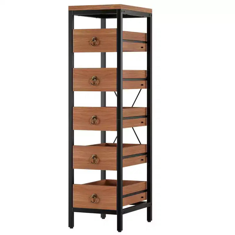 Étagère de rangement de cuisine 5 niveaux étroite avec paniers tiroirs coulissants Organisateur multifonctionnel et peu encombrant pour fruits légumes snacks salon salle de bain