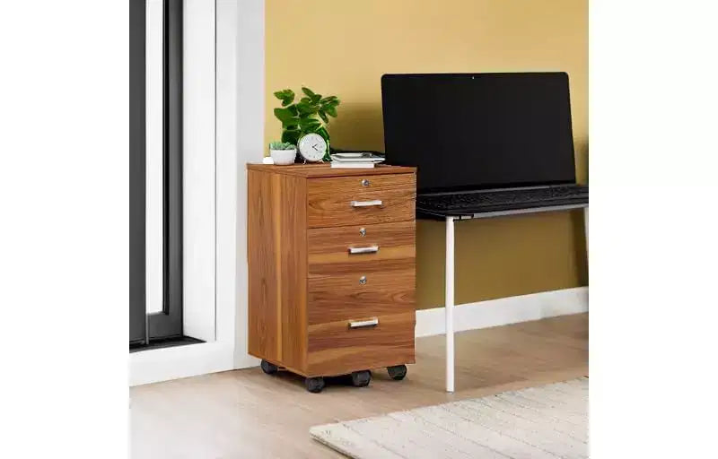 Classeur à 3 tiroirs avec serrure, meuble de classement roulant en bois pour bureau à domicile, support d'imprimante mobile, organiseur de documents sous le bureau