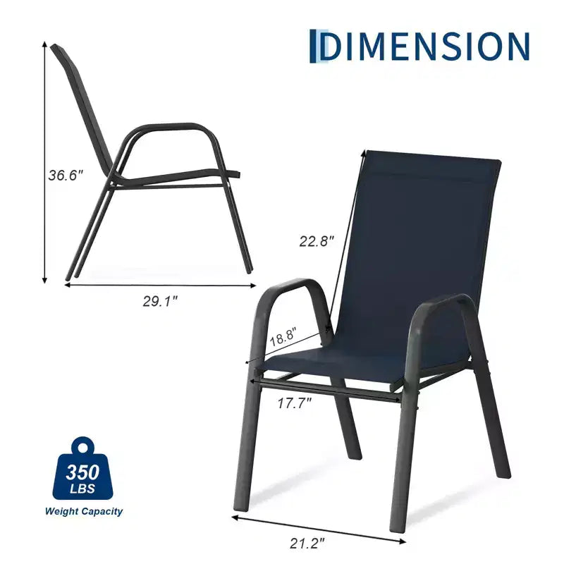 Chaises de salle à manger empilables peu encombrantes pour terrasse, chaises d'extérieur toutes saisons à dossier haut, cadre en métal, pour jardin, arrière-cour