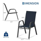 Chaises de salle à manger empilables peu encombrantes pour terrasse, chaises d'extérieur toutes saisons à dossier haut, cadre en métal, pour jardin, arrière-cour