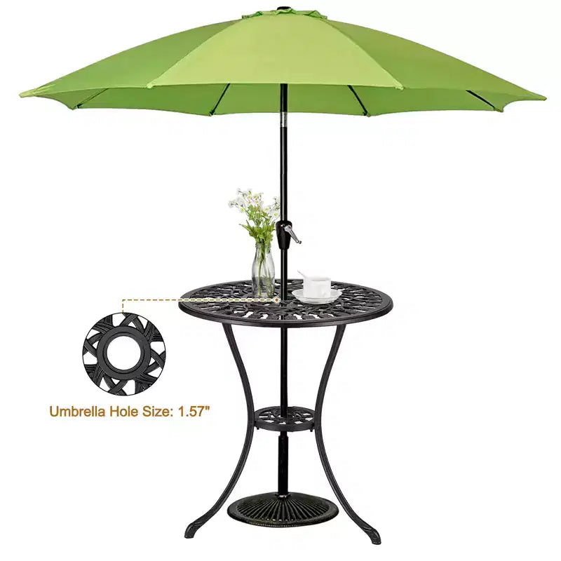 Table de bistrot ronde pour patio, tabouret de jardin extérieur en aluminium moulé résistant aux intempéries, motif floral antique, pour arrière-cour, jardin