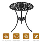 Table de bistrot ronde pour patio, tabouret de jardin extérieur en aluminium moulé résistant aux intempéries, motif floral antique, pour arrière-cour, jardin