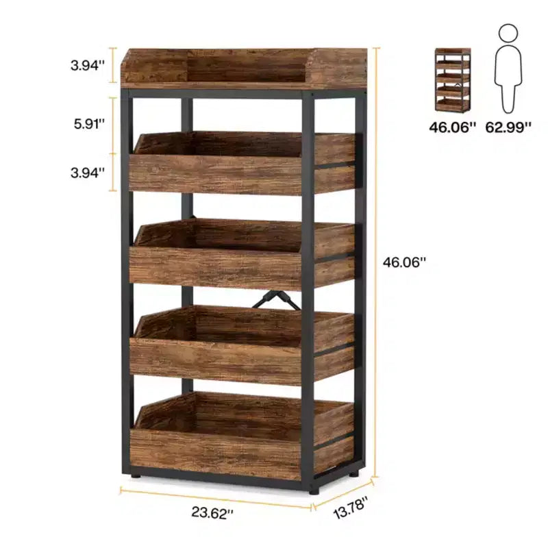 Casier à vin rustique en bois à 5 étagères