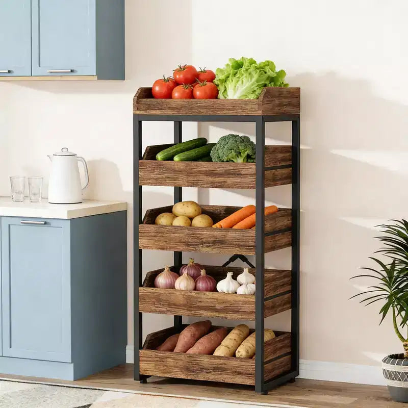 Casier à vin rustique en bois à 5 étagères