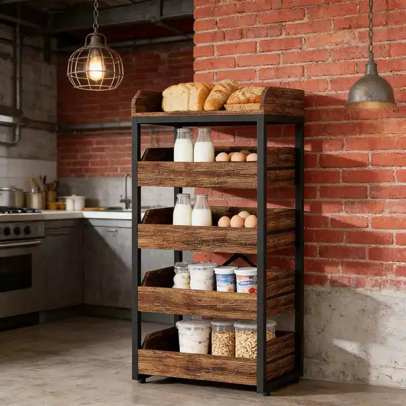 Casier à vin rustique en bois à 5 étagères