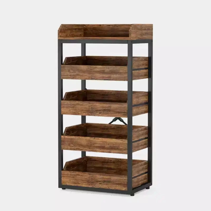 Casier à vin rustique en bois à 5 étagères
